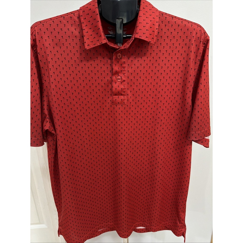 Straight Down Polo Shirt Mens Medium Red Golf Martini Cocktail Performance - Picture 7 of 7